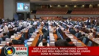SONA: Mga kongresista, pinayuhang gawing simple ang kasuotan para sa unang SONA ni Pang. Duterte