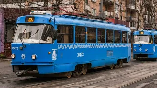 Поездка на трамвае Татра т3 МТТА на маршруте 27к м. Дмитровская - Михалково в Москве (часть 1)