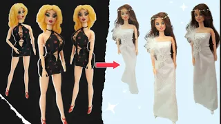 Doll dress:Barbie with cosmetic surgery or natural Barbie??!easy Barbie doll clothes