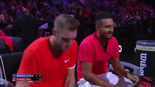 2018　Nick Kyrgios & Jack Sock vs Grigor Dimitrov & David Goffin laver cup　1set