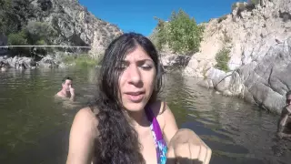 Swimming at a nude hot springs area!