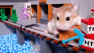 Brave HAMSTER escapes disaster in LEGO MINECRAFT POP IT mines
