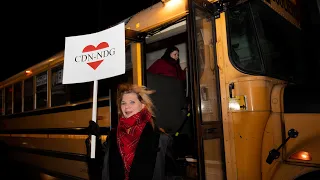 Sue Montgomery supporters take school bus to borough council meeting
