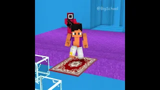 When Aladdin Uses Magic Carpet Plays Squid Game Glass Bridge | Monster School Minecraft Animations