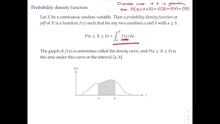 Stats topic 4 video 1: Continuous random variables and density functions