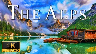 FLYING OVER THE ALPS (4K UHD) - Relaxing Music With Stunning Beautiful Nature (4K Video Ultra HD)