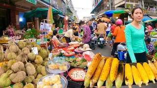 Best Cambodian street food in Phnom Penh at Orussey Market | Delicious Plenty of Fresh foods