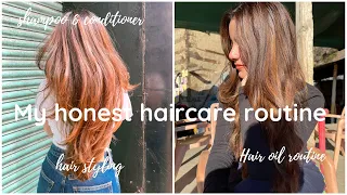 my honest haircare routine for color treated, dry & damaged hair | Harshala Patil