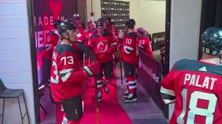 NJ Devils BEHIND THE SCENES Exiting Locker Room For 3rd Period Season Opener 10/12/23 #njdevils