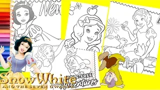 Coloring Disney Princess Snow White and Dopey Dancing - Coloring Pages for kids