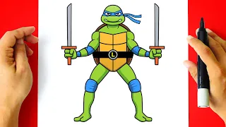 How to DRAW LEONARDO - Teenage Mutant Ninja Turtles - [ Drawing Tutorial ]