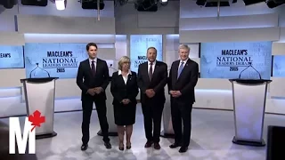 Leaders pose for the cameras: Maclean's debate