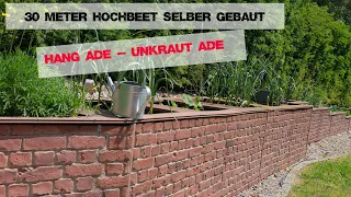 Hochbeet Ziegelstein Brick DIY Steinoptik selber bauen mit - Hang sinnvoll genutzt - schraub es Dir