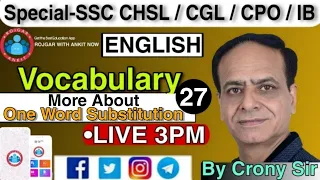 One Word Substitution | English Vocabulary By Crony sir | One Word Substitution in Hindi with Tricks