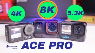 Wow! 8K Resolution Insta360 Ace Pro compared to GoPro Hero 12, DJI Action 4