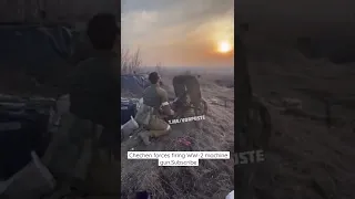 Chechen special force firing WW-2 era DSHK heavy machine gun at Ukrainian forces, Russia Ukraine war