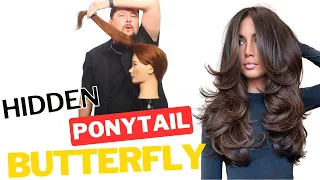 Easy HIDDEN ponytail BUTTERFLY haircut