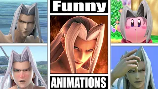 Sephiroth FUNNY ANIMATIONS in Smash Bros Ultimate (Drowning, Dizzy, Sleeping, Star KO, & More)