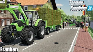 Collecting HAY Bales, Plowing and Spreading LIME│Franken│FS 22│ Timelapse 3