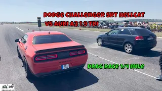 Dodge Challenger SRT Hellcat vs AUDI A3 1.9 TDI BKD drag race 1/4 mile 🚦🚗 - 4K UHD