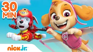 Skye Wins the Big Race! w/ PAW Patrol Marshall, Coral, & Rubble | 30 Minute Compilation | Nick Jr.
