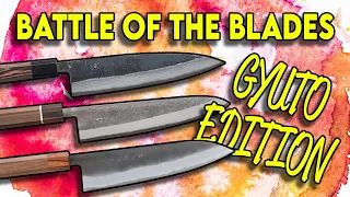 BATTLE OF THE BLADES - GYUTO 210MM - ITTETSU, HATSUKOKORO, SHIRO KAMO