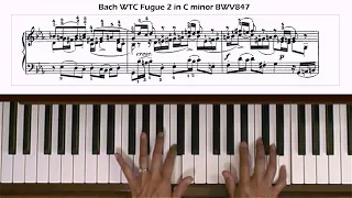 Bach Fugue No. 2 in C minor BWV 847 (WTC Bk 1) Piano Tutorial
