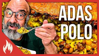 Persian Adas Polo (Lentil rice with raisins & meat or mushrooms) - بهترین عدس پلوی ایرانی