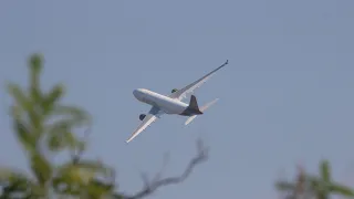 HA-LHU Airbus A330 low pass over river Danube on 20th August 2023