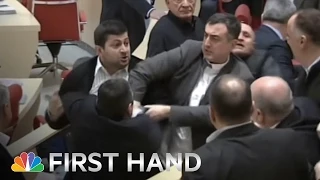 Raw: Brawl Breaks Out In Georgian Parliament | NBC News