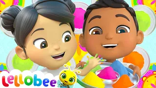 Holi Song | Color Festival | Lellobee by CoComelon | Sing Along | Nursery Rhymes and Songs for Kids