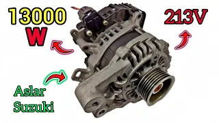 I turn free energy 213V into 13000W💡with Aslar suzuki alternator.