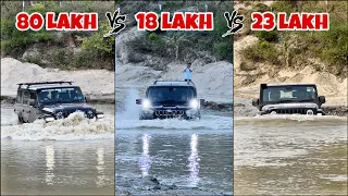 Scorpio 2wd vs Wrangler vs Thar | Deep water crossing test