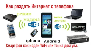 Как раздать Интернет с телефона Android и iphone.Смартфон как модем WiFi или точка доступа.