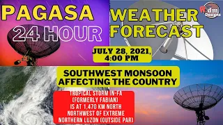 #WeatherUpdateToday |24 Hour #WeatherForecast as of July 28, 2021, 4:00pm