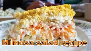 Mimosa salad recipe | Mimosa salad : very popular and easy salad | How to make mimosa |Mimoza salata