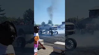 Massive Lifted Truck Catches On Fire In The Burnout Pit🤣😱