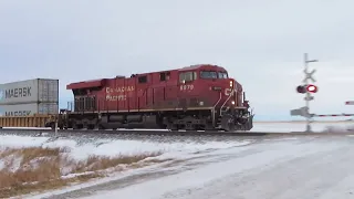 2 Eastbound Intermodal Trains Near Carseland AB