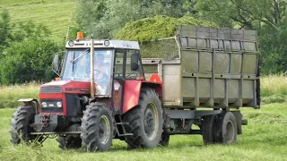 Grass forage Claas Jaguar 860, 3x Zetor and 2x Case IH Mowing, raking and collection of grass forage