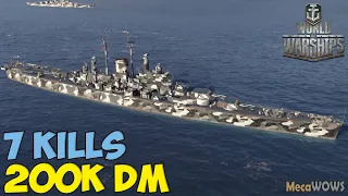 World of WarShips | Des Moines | 7 KILLS | 200K Damage - Replay Gameplay 4K 60 fps