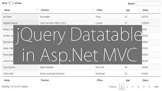 jQuery Datatable and Asp.Net MVC Integration