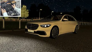 Mercedes Benz S450 W223 - City Car Driving | Night Driving | Thrustmaster T300RS Gameplay