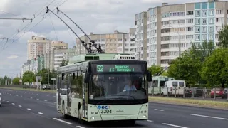 Минск поездка в троллейбусе МАЗ 203Т70 бортовой номер 3304 марш. 64 (29.05.2024)