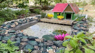 Great idea for beautiful garden - Build a beautiful little resort with house and waterfall aquarium