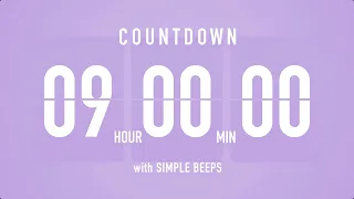 9 Hours Countdown Flip Clock Timer / Simple Beeps 🫐 🔔