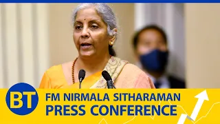 FM Sitharaman addresses a press conference ahead of Union Budget 2022-23