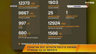 ☠️💣Генштаб ЗСУ: втрати Росії в Україні станом на  22 лютого