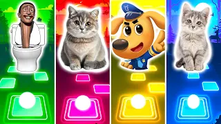 Skibidi Toilet 🆚 Cat 🆚 Sheriff Labrador 🆚 Cat | Tiles Hop EDM Rush #cocomelon