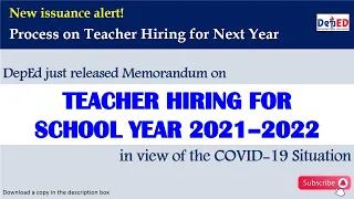 New Process on Hiring Teachers for SY. 2021-2022