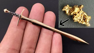 I turn gold nugget into a mini sword - small sword making